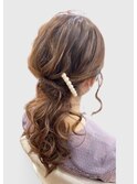 およばれヘアアレンジ　結婚式　パーティー　 ローポニーテール