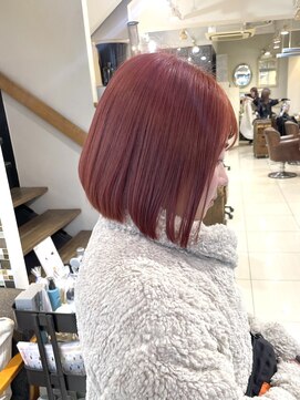 ネオリーブアイム 横浜西口店(Neolive aim) オレンジカラー ボブヘア