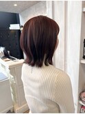 福山美容室Caary 暖色系チェリーレッドケアカラー髪質改善20代