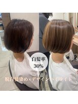 アッシュ 下丸子店(Ash) 脱白髪染めで作るベージュハイライト