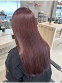 韓国ヘア髪質改善ブリーチなしダブルカラーワインレッド