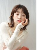 外ハネミディアム/ピンクブラウン/シースルー/30代40代50代
