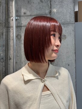 アース 高円寺店(HAIR & MAKE EARTH) 顔まわり可愛いボブとチェリーカラー♪  【@mppp_32485】