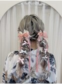 編み込みツイン編み下ろし