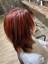 ヘアメイク Y-21 青葉台店 ネオウルフ　×　バレイヤージュ　×　ブラッドオレンジ