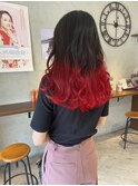 レッドグラデーション×暖色カラー×赤色