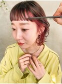 フェイスフレーミング ピンク ピンクベージュ インナーカラー