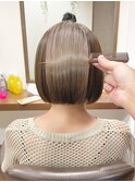 【ALBAさわ】オリーブグレージュ艶ボブ