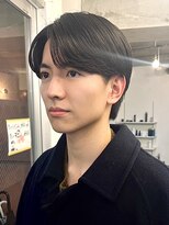 バイフィフス 原宿/表参道(by fifth)&nbsp;センターパート刈り上げ無し黒髪ニュアンスパーマかき上げヘア