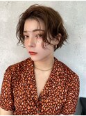 顔周りレイヤーカットくびれヘアミルクティーベージュカラー