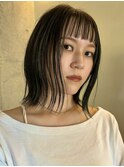 ボブ/ダークカラー/オリーブカラー/トーンダウン