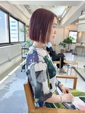 あご下ボルドーボブ