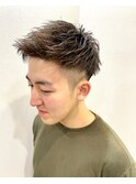 学生大好評ツーブロックメンズ直毛角の膨らみ抑えアイロンパーマ