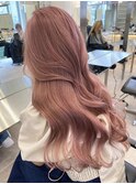 渋谷ピンクベージュカラーペールピンクカラー顔周りレイヤー30代