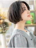 ■黒髪チャコールグレー抜け感ショートミニボブ402上尾20代30代