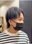 メンズハイライトメッシュツーブロックウルフ　【メンズカット】