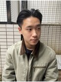 ナチュラルオールバック刈上長めメンズスタイル