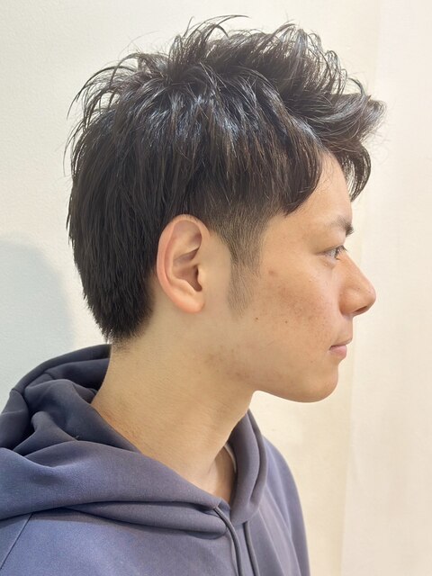 20代30代40代メンズビジネスツーブロックアッシュブラック