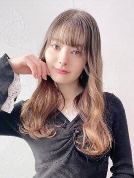 アルバム 新宿(ALBUM SHINJUKU) ゆるふわウェーブ_斜めバンググレージュカラー_79007