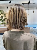 ハイライト切りっぱなしボブ