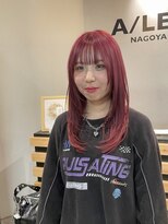 アイリー 名古屋(A/LEE)&nbsp;ボルドーピンク／レイヤーカット／リタッチブリーチ