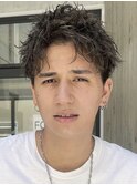 原宿アップバングスパイキーショートピンパーマフェード40代◆