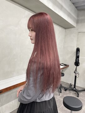 ニコ トウキョウ 渋谷(nico TOKYO) ダブルカラーチェリーレッドピンクブラウン韓国レイヤーロング