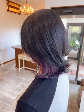 ウルフショート ピンクバイオレット インナーカラー