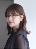 似合わせカット　ミディアムレイヤー　メルティカラー　前髪