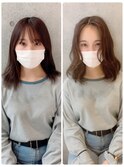 前髪エクステ アッシュベージュ 20代30代 立体感 くせ毛風パーマ