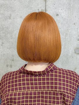 サクラ オモテサンドウ(SAKURA) 水平ボブ×オレンジベージュ