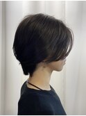 白髪ぼかしアッシュブラックミントアッシュ×小顔ショートボブ