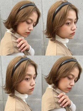ネオリーブカップ 町田店(Neolive capu) 切りっぱなしボブ ＊ ベージュカラー【町田/韓国風/ボブ】