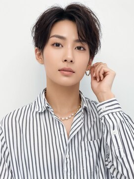 アース 綱島店(HAIR&MAKE EARTH) 毛流れハンサムショートセンターパートメンズ黒髪爽やか