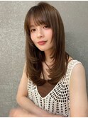 レイヤーカット/デザインカラー/ウェットヘア/オリーブベージュ