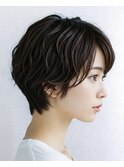 ひし形ショートボブパーマレイヤーボブ