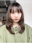 ロング韓国ヘア顔周りレイヤー前髪カット_ba509894