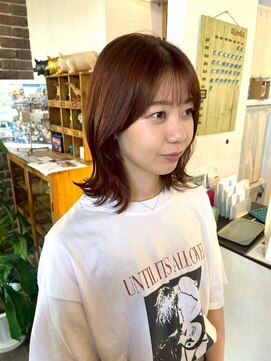 アズグロウヘアー(AS GROW HAIR) くびれヘア赤みブラウンの軽やかスタイル