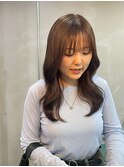 ロングレイヤー/顔まわりカット/ブラウンベージュ