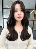 暗髪でも◎透明感アッシュブラック髪質改善カラーロングヘア