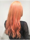 【coma中野】サーモンピンク派手髪ロング