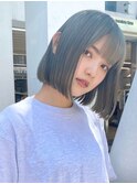 天神大名顔周りレイヤーカットミディアムボブタッセルボブパーマ