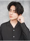 〈k30〉センターパートアップバングツーブロックメンズスパイラ