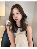 天神美容室 姫カットレイヤー×くすみベージュ×韓国風巻き(ayana)