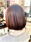 【orange大分賀来】内巻きボブスタイルピンクベージュカラー