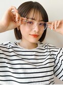 切りっぱなしボブ/アッシュカラー/前髪パーマ/韓国風