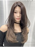 秋の小顔レイヤーカット髪質改善シールエクステヘーゼルブラウン
