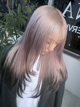 イエナ 渋谷(IENA) ルーツカラーエンドカラー金髪ケアブリーチオリーブグレー