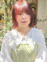 ラミエバイメルト 下北沢(lamie by melt)&nbsp;毛利/ミニボブ 外はね 顔まわりレイヤー 暖色 レッドブラウン