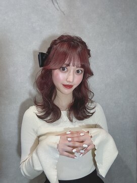 アンプル 天神店 韓国風　淡色カラー　暖色　春色カラー　ミディアムヘア